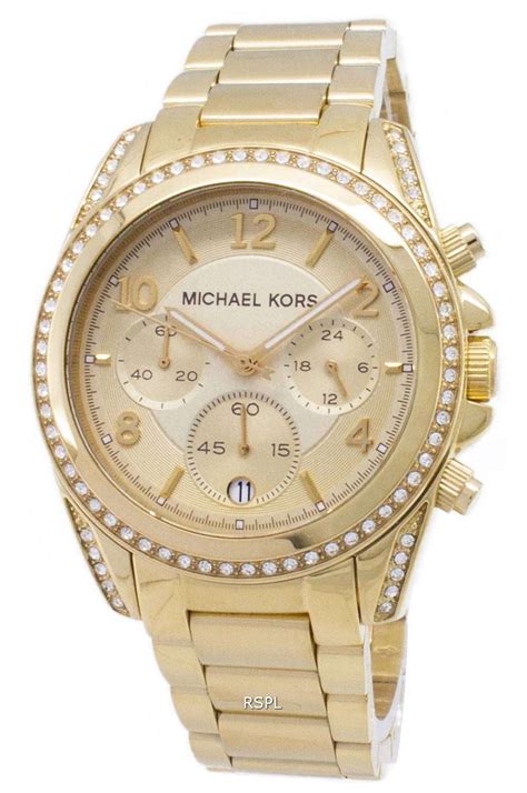 michael kors large runway double glitz watch golden|Amazon.com: Michael Kors Oversized Runway Watch.